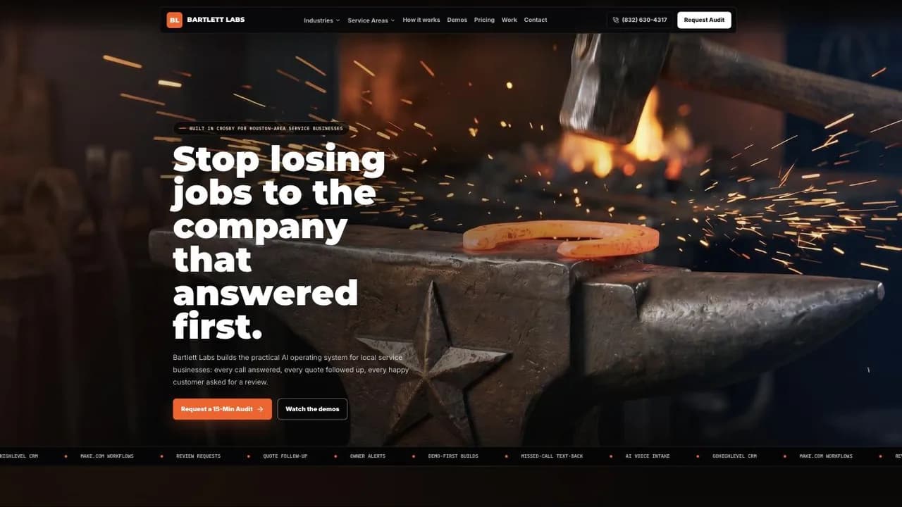 Bartlett Labs Website screenshot